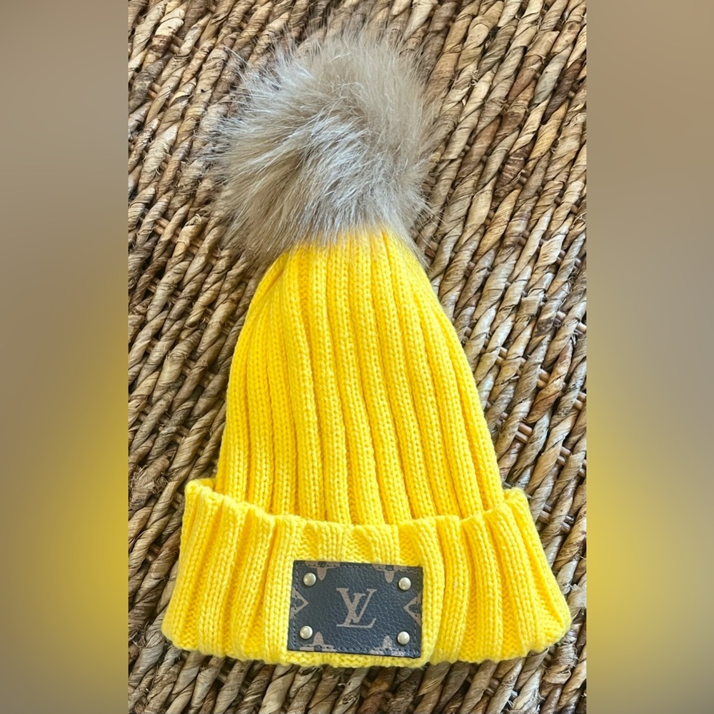Yellow Winter hat with LV Monogram NWOT